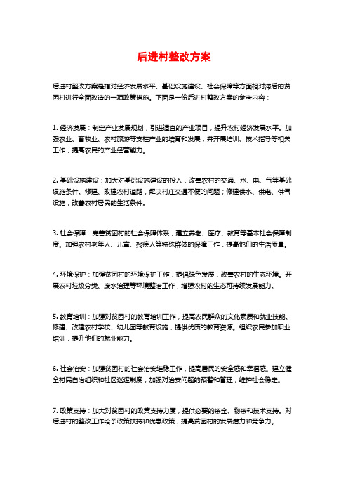 后进村整改方案