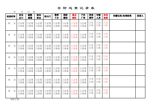 安防巡查记录表