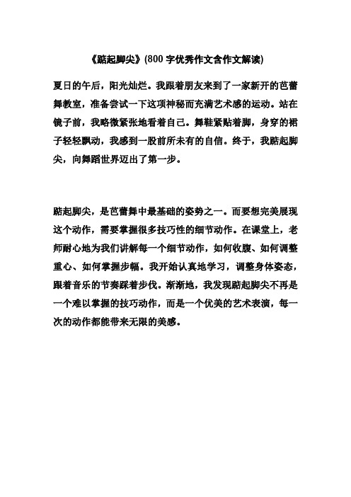 《踮起脚尖》(800字优秀作文含作文解读)