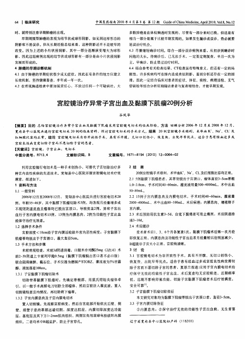 宫腔镜治疗异常子宫出血及黏膜下肌瘤20例分析