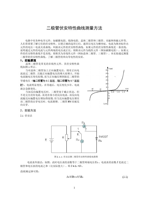 二极管伏安特性曲线测量方法