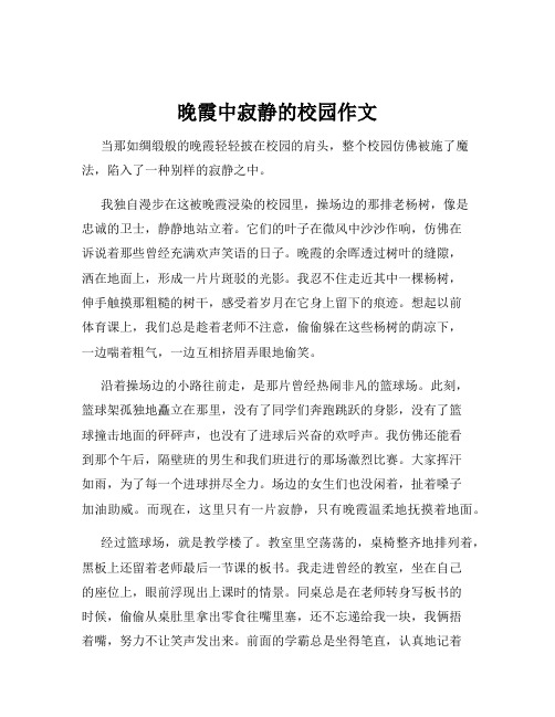 晚霞中寂静的校园作文