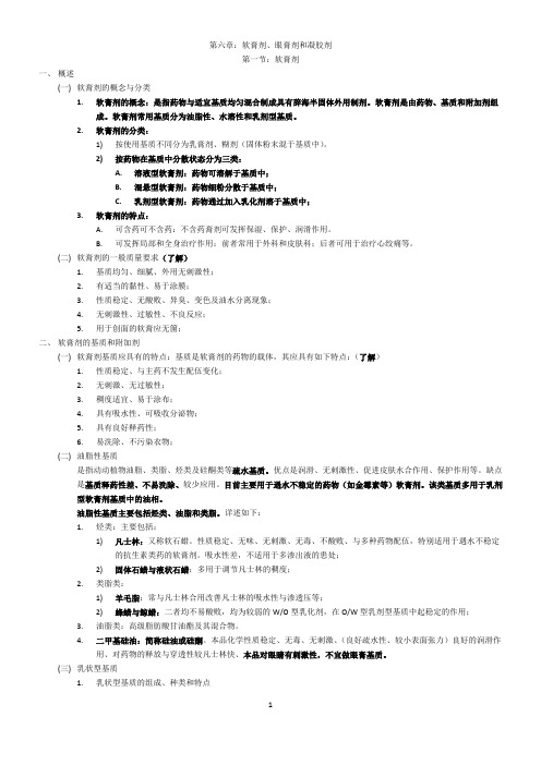 第六章：软膏剂、眼膏剂和凝胶剂