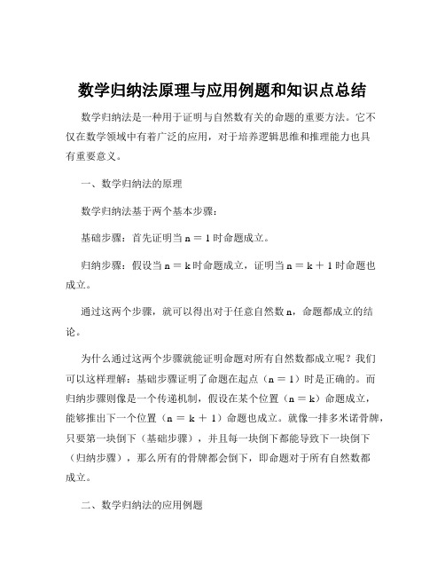 数学归纳法原理与应用例题和知识点总结