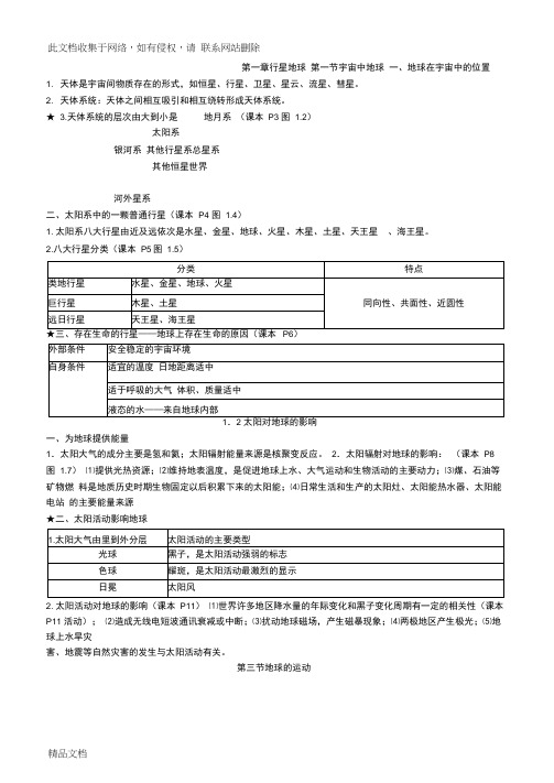 最新整理高中地理必修一知识点(全)资料讲解