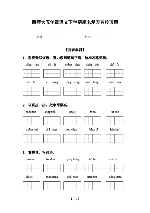 西师大五年级语文下学期期末复习名校习题