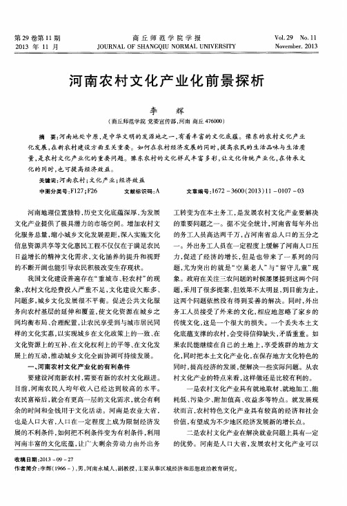 河南农村文化产业化前景探析