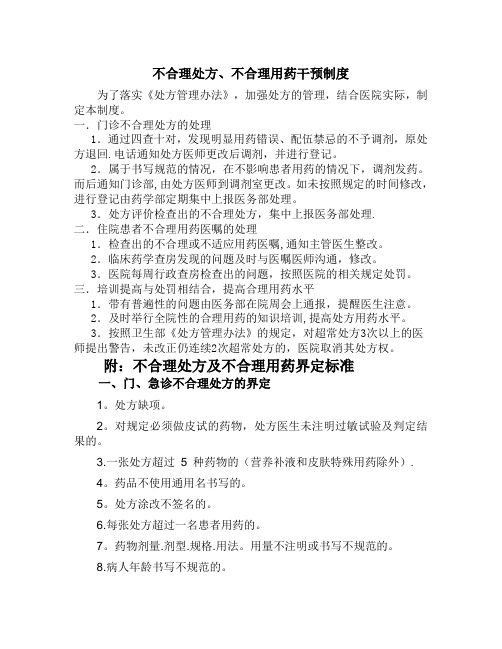 不合格处方、不合理用药干预制度