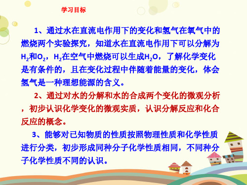 初中化学鲁教九年级上册第二单元 探秘水世界 初三化学第二单元第二节水分子的变化PPT