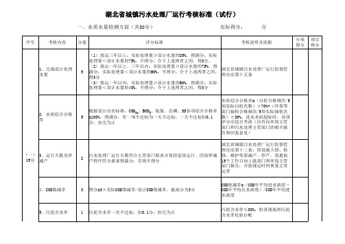 湖北省城镇污水处理厂运行考核标准(