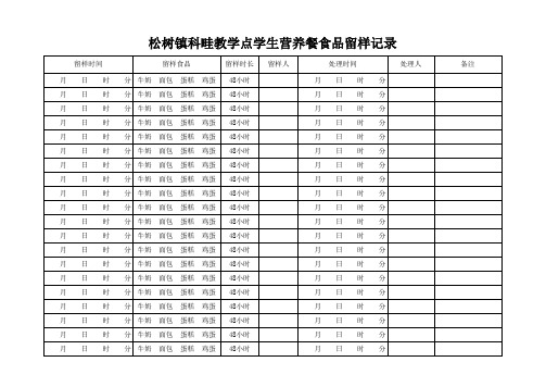 槐树小学学生营养餐产品留样情况记录表