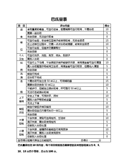 巴氏量表