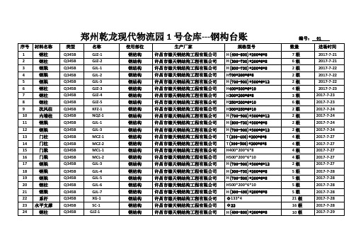 1号仓库钢构台账