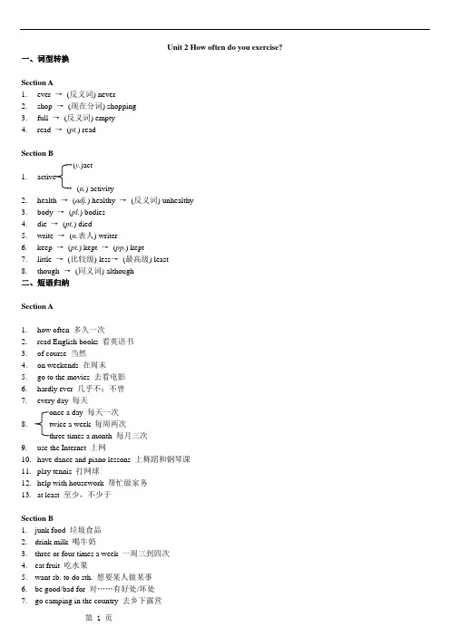 2013版新目标英语八年级上unit2