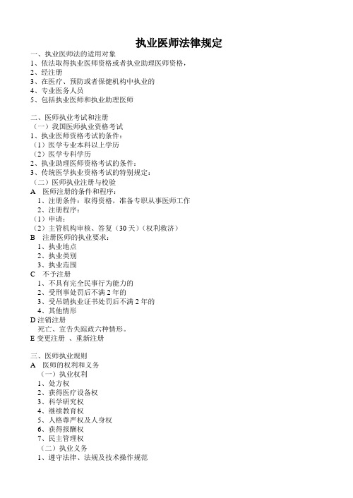 南京市住院医师规范化培训公共课(医学法规整理)