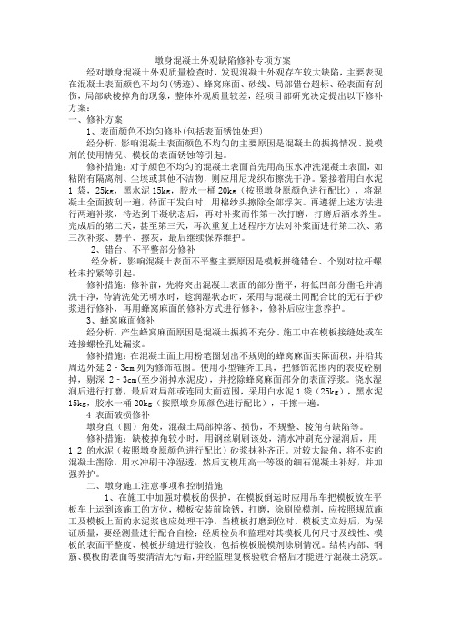 墩身混凝土外观缺陷修补专项方案