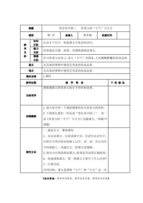 快乐读书屋三常香玉的“小气”与大方