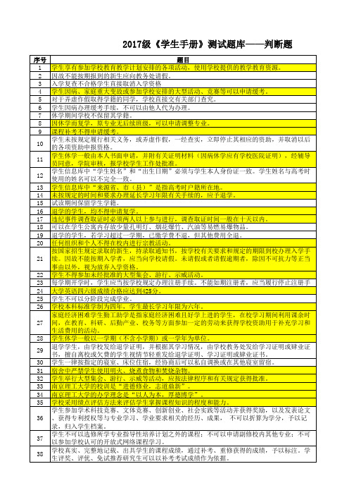 2017级《学生手册》测试题库(改)(1)