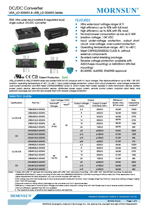 莫尔森DC DC转换器产品说明书