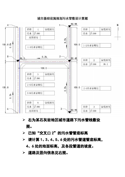 城市基础设施规划污水管敷设计算题