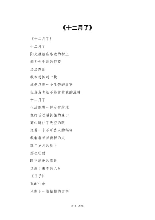 《十二月了》_三年级作文