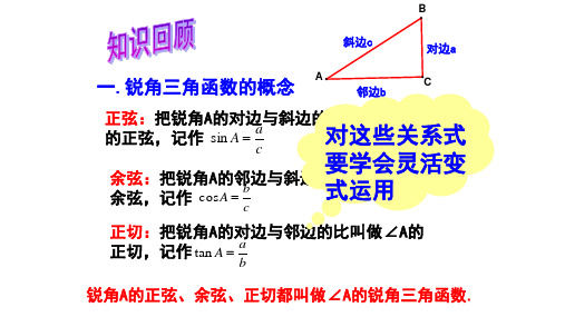 九年级三角函数复习课件PPT (共19张PPT)