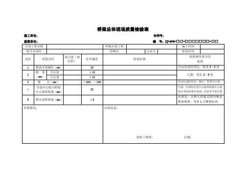 桥梁总体现场质量检验表(检验总表)讲解