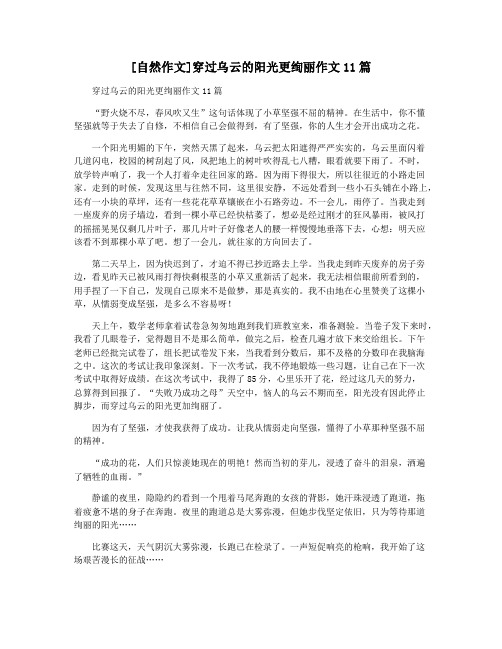 [自然作文]穿过乌云的阳光更绚丽作文11篇