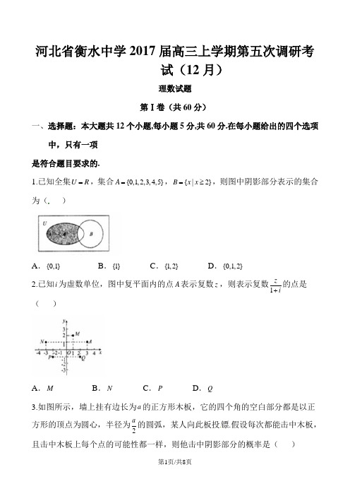 河北省衡水中学2017届高三上学期第五次调研考试理数试题解析