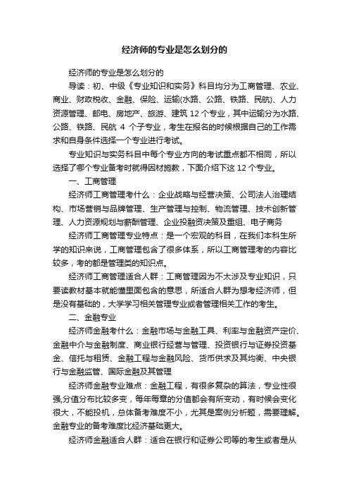 经济师的专业是怎么划分的