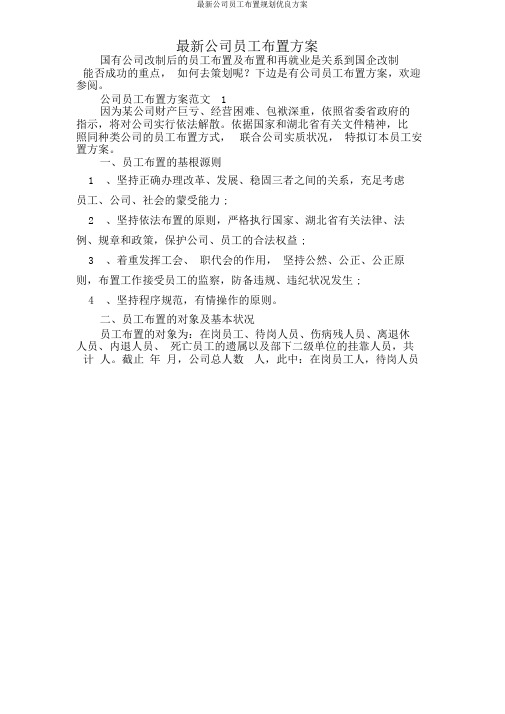 公司职工安置规划方案