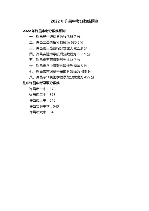 2022年许昌中考分数线预测