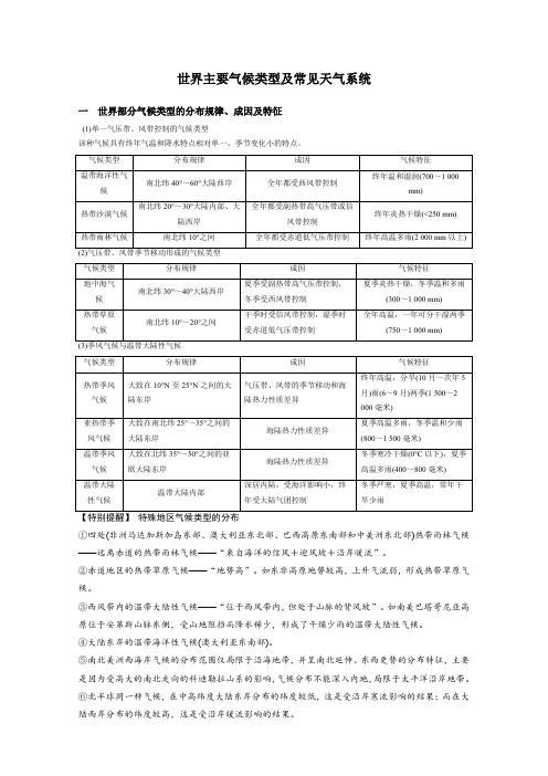 世界主要气候类型及常见天气系统