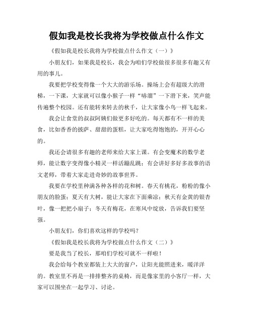 假如我是校长我将为学校做点什么作文