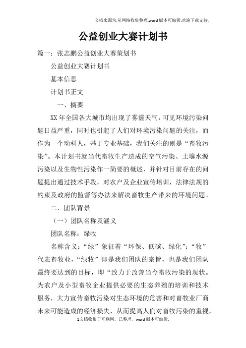 公益创业大赛计划书doc