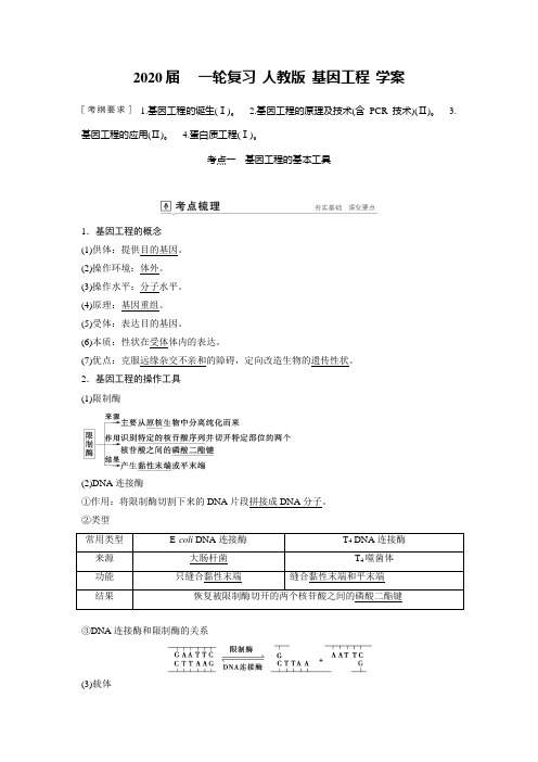 2020年高考 一轮复习 人教版 基因工程 学案.doc