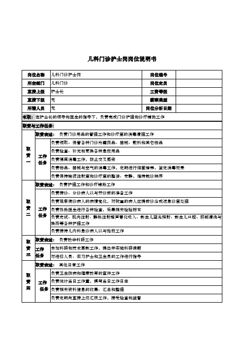 儿科门诊护士岗的工作职责