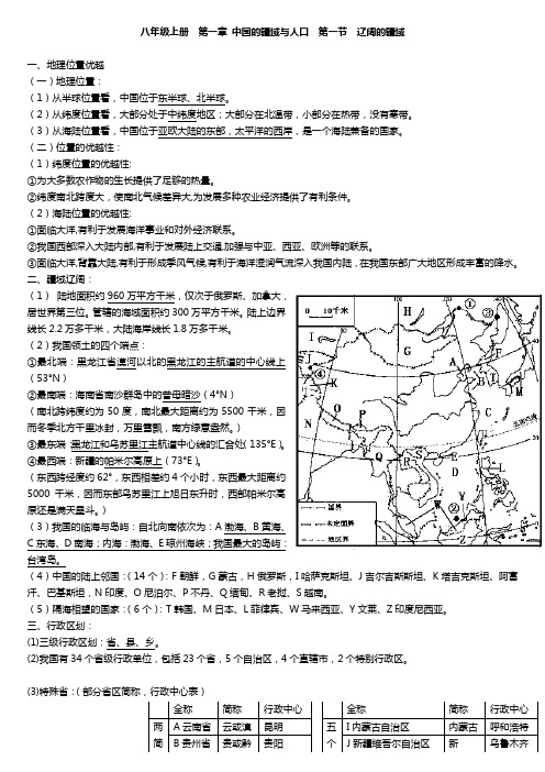 最新人教版八年级上册地理复习提纲-A4纸打印