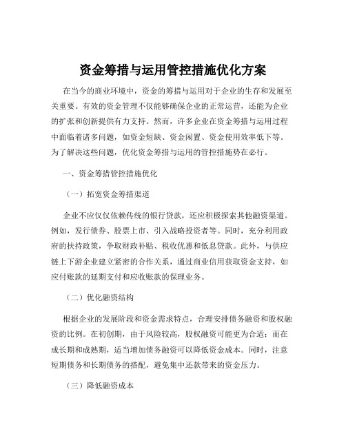 资金筹措与运用管控措施优化方案