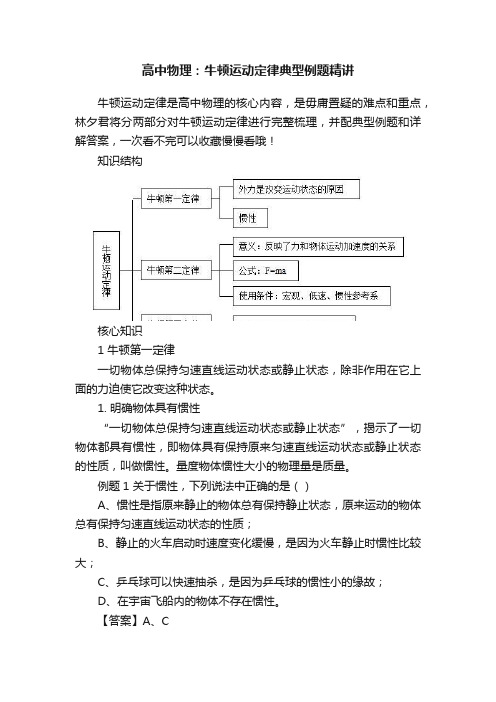 高中物理：牛顿运动定律典型例题精讲