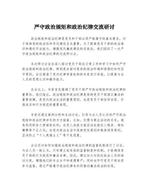 严守政治规矩和政治纪律交流研讨