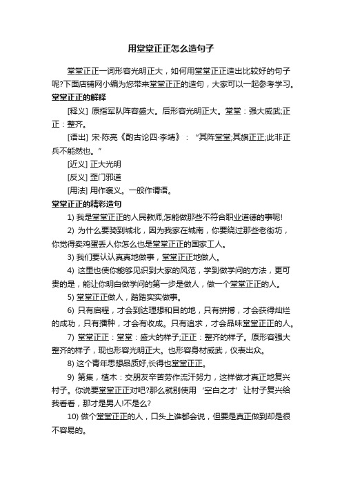 用堂堂正正怎么造句子