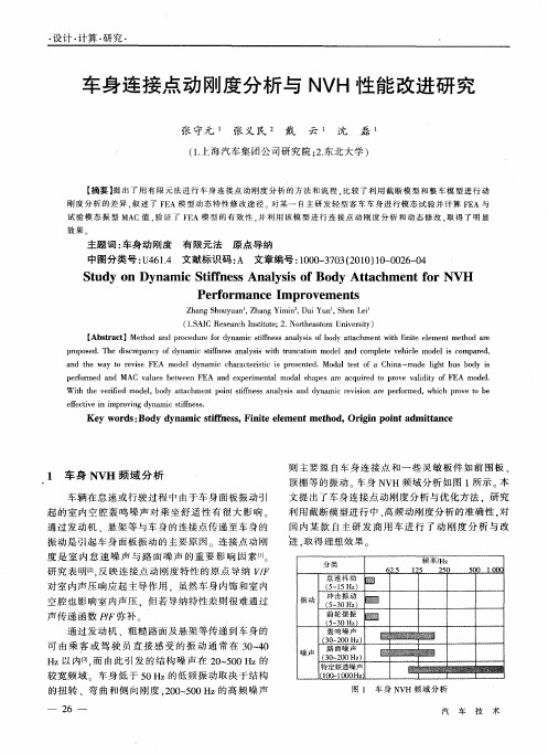 车身连接点动刚度分析与NVH性能改进研究