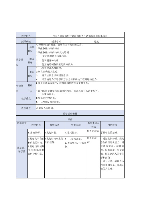 建筑力学与结构 第4版 教案 项目4确定结构计算简图