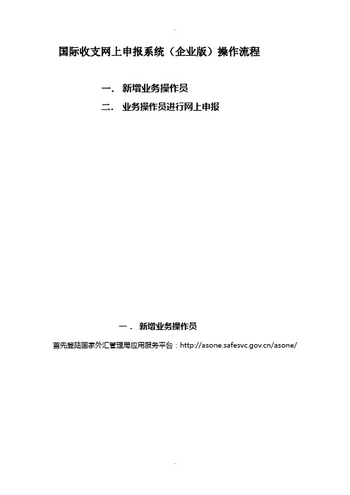 国际收支网上申报系统(企业版)操作流程