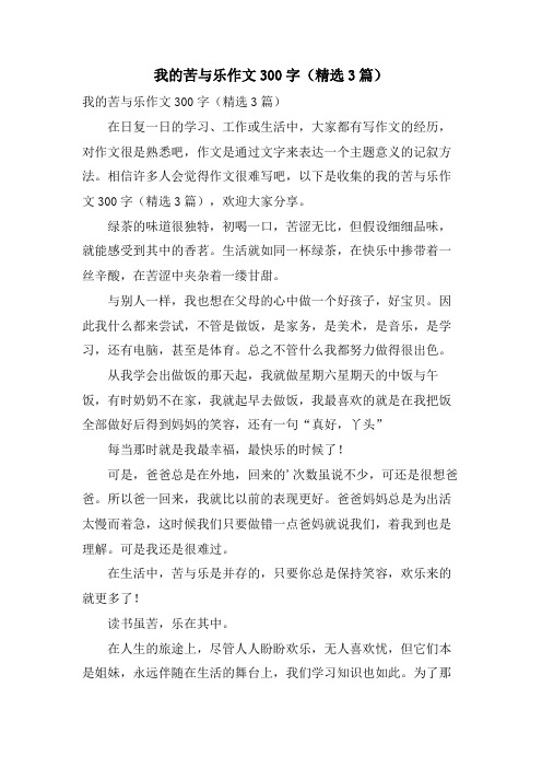 我的苦与乐作文300字(3篇)