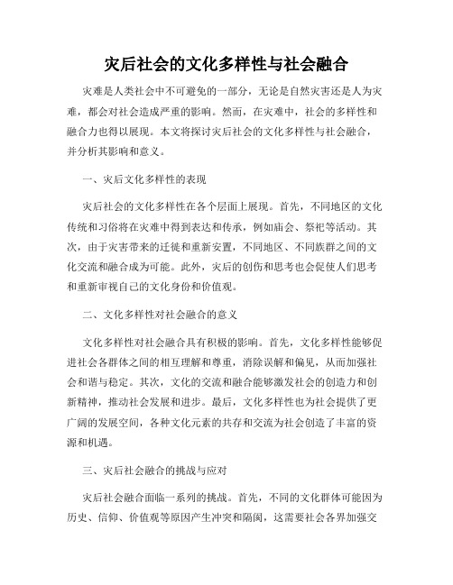 灾后社会的文化多样性与社会融合