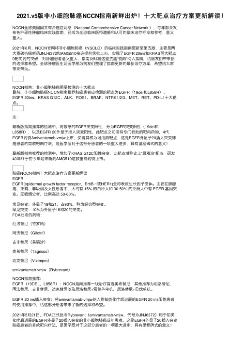 2021.v5版非小细胞肺癌NCCN指南新鲜出炉！十大靶点治疗方案更新解读！