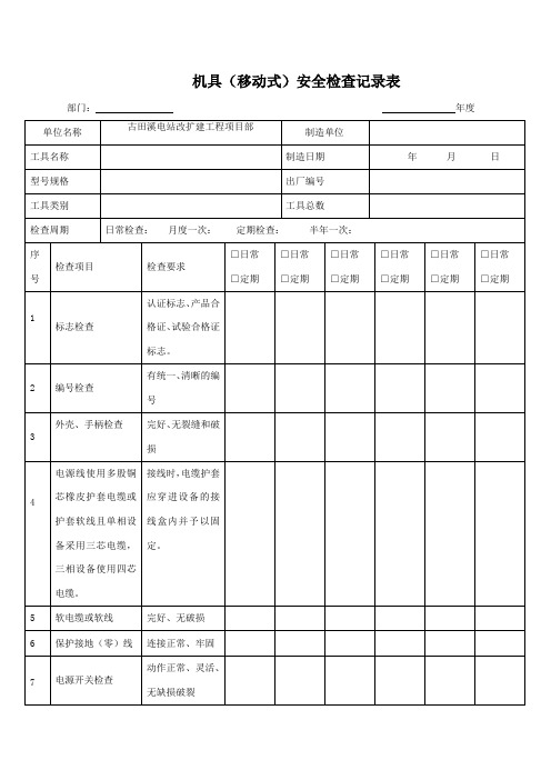 工器具检查记录表