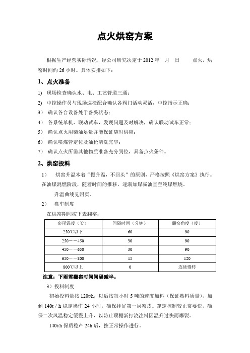 新砌窑砖点火烘窑方案